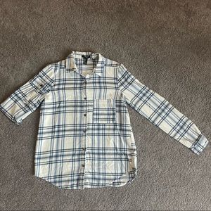 Forever 21 Blue and White Button-down Flannel